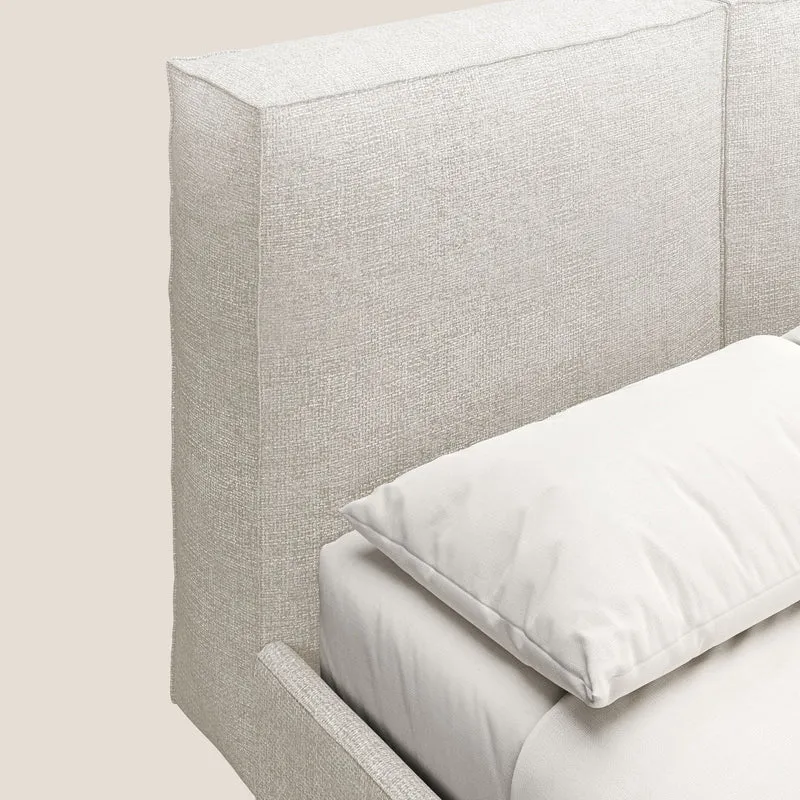 Isotta lit rembourré complètement déhoussable en tissu doux imperméable T10 crème