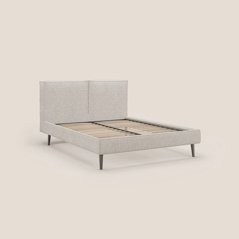 Isotta lit rembourré complètement déhoussable en tissu doux imperméable T10 crème