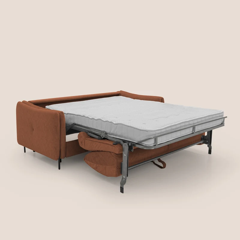 Gregory Canapé convertible avec matelas H18 cm en microfibre effet velours imperméable T09 rouille