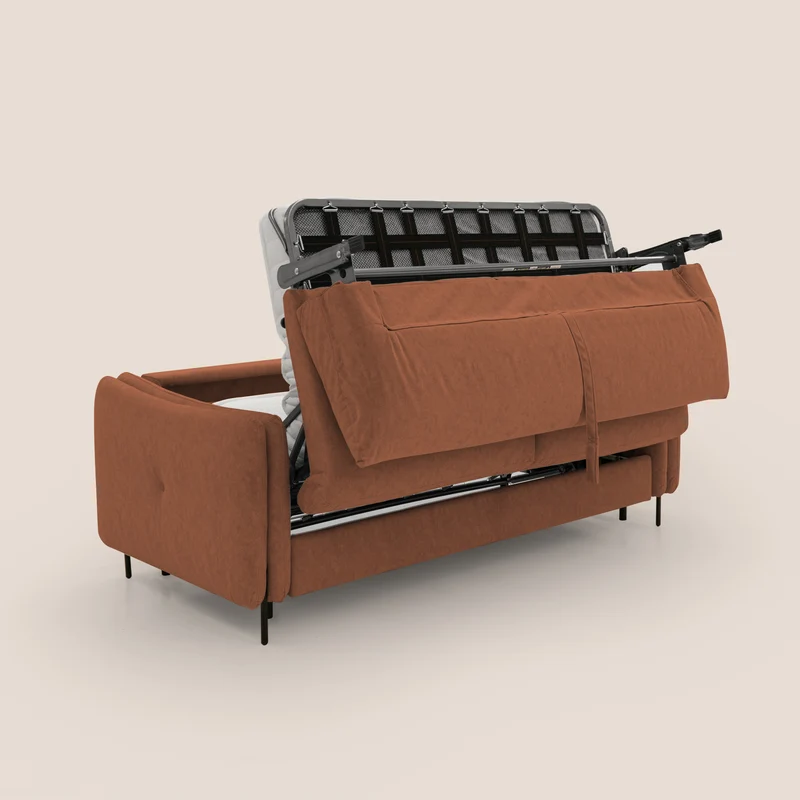 Gregory Canapé convertible avec matelas H18 cm en microfibre effet velours imperméable T09 rouille