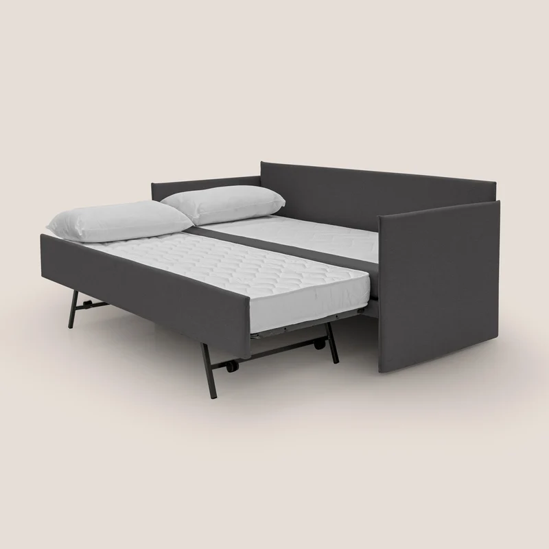 Brera Canapé duplex avec lits jumeaux et tissu effet coton imperméable T13 gris