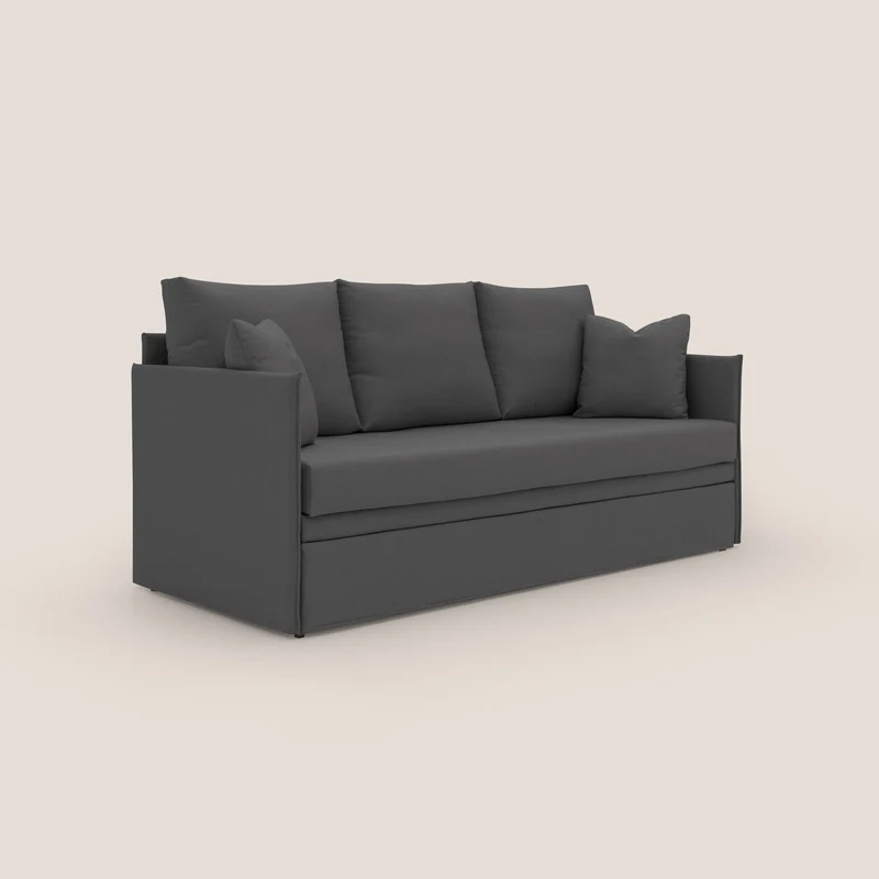 Brera Canapé duplex avec lits jumeaux et tissu effet coton imperméable T13 gris