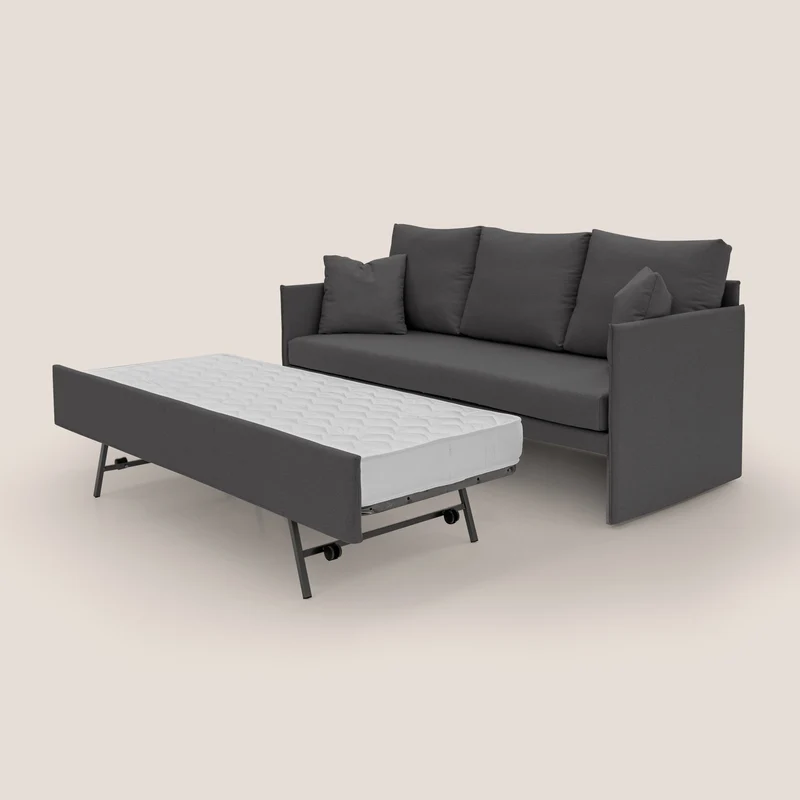 Brera Canapé duplex avec lits jumeaux et tissu effet coton imperméable T13 gris