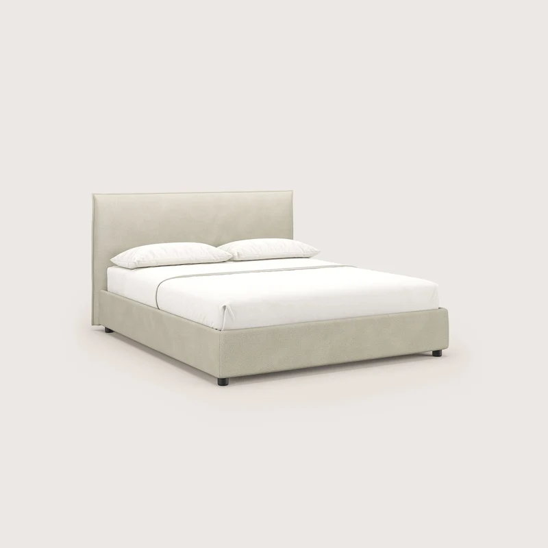 Nina lit coffre au design minimaliste en microfibre détachable effet cuir T15 crème