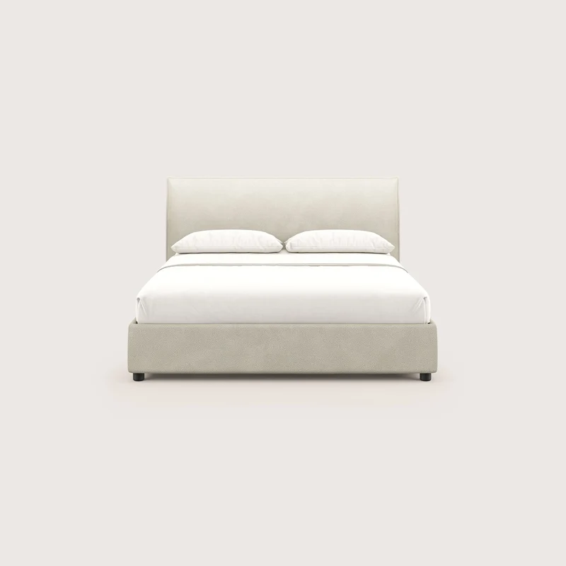 Nina lit coffre au design minimaliste en microfibre détachable effet cuir T15 crème