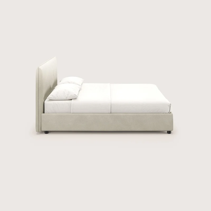 Nina lit coffre au design minimaliste en microfibre détachable effet cuir T15 crème