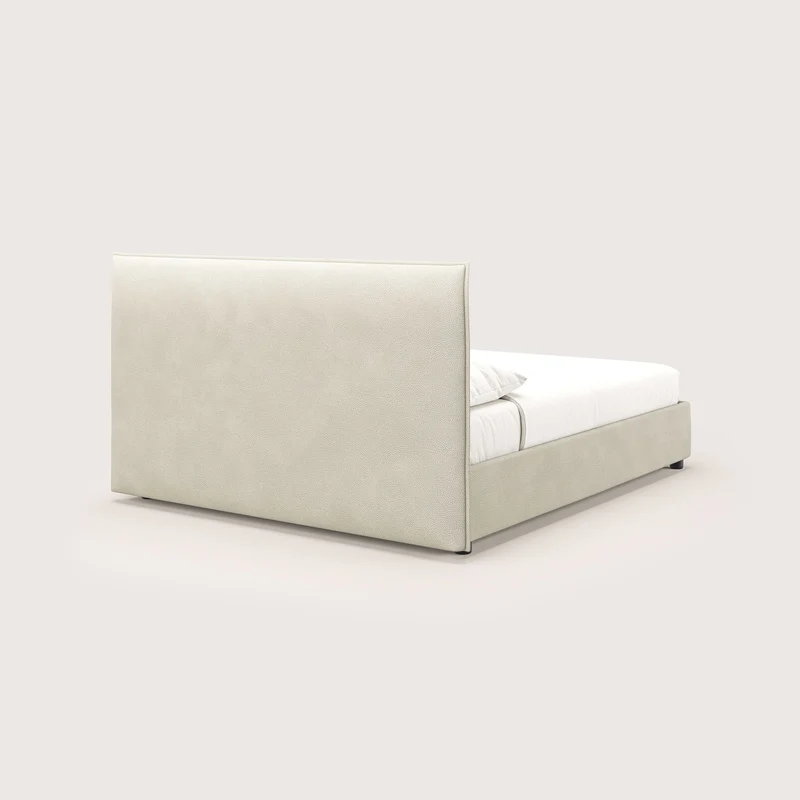 Nina lit coffre au design minimaliste en microfibre détachable effet cuir T15 crème