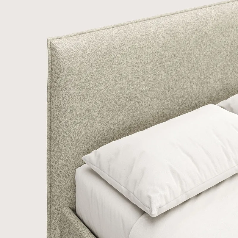 Nina lit coffre au design minimaliste en microfibre détachable effet cuir T15 crème