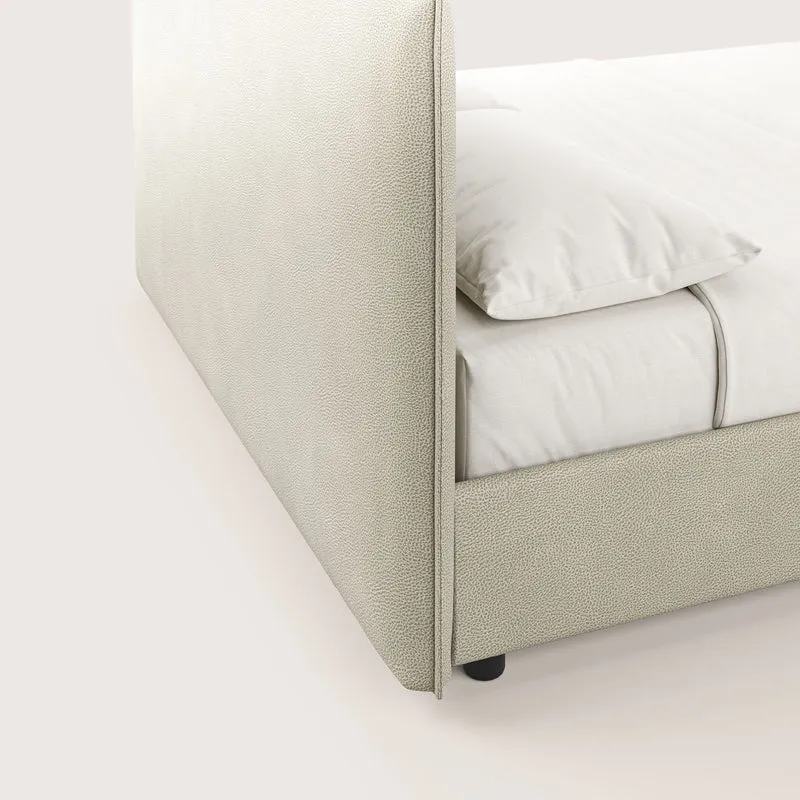 Nina lit coffre au design minimaliste en microfibre détachable effet cuir T15 crème
