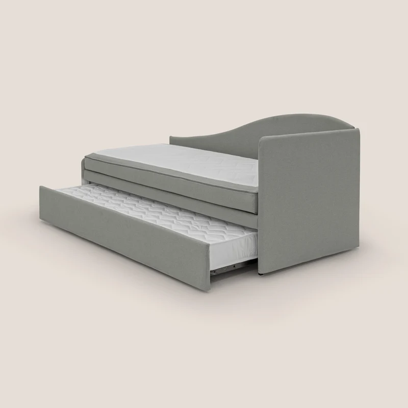 Nolo Canapé duplex avec lits jumeaux et tissu effet coton imperméable T13 gris