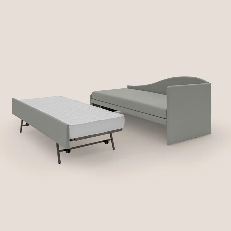 Nolo Canapé duplex avec lits jumeaux et tissu effet coton imperméable T13 gris