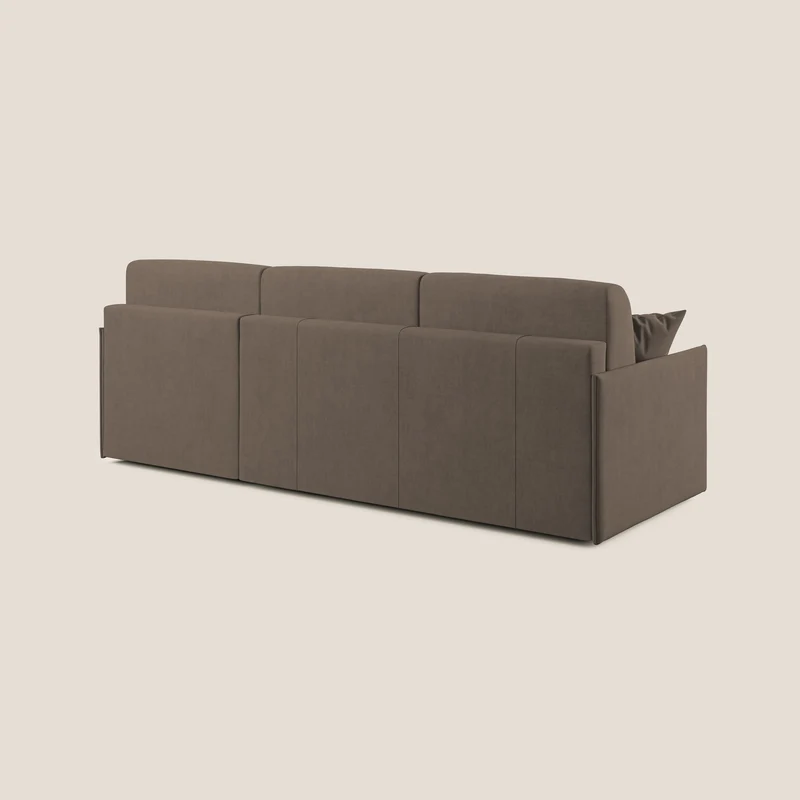 Evans canapé d'angle convertible avec méridienne en tissu doux imperméable T02 marron