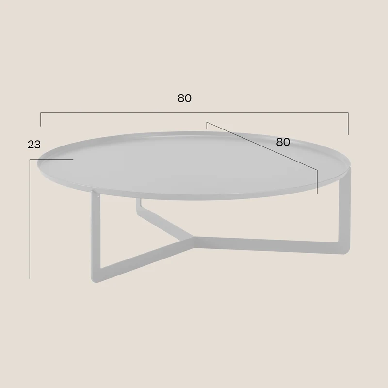 Round Table basse ronde de salon en métal h23 cm vert sauge