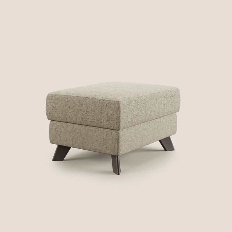 Moon Pouf coffre aux pieds hauts en tissu doux imperméable flammé T03 beige