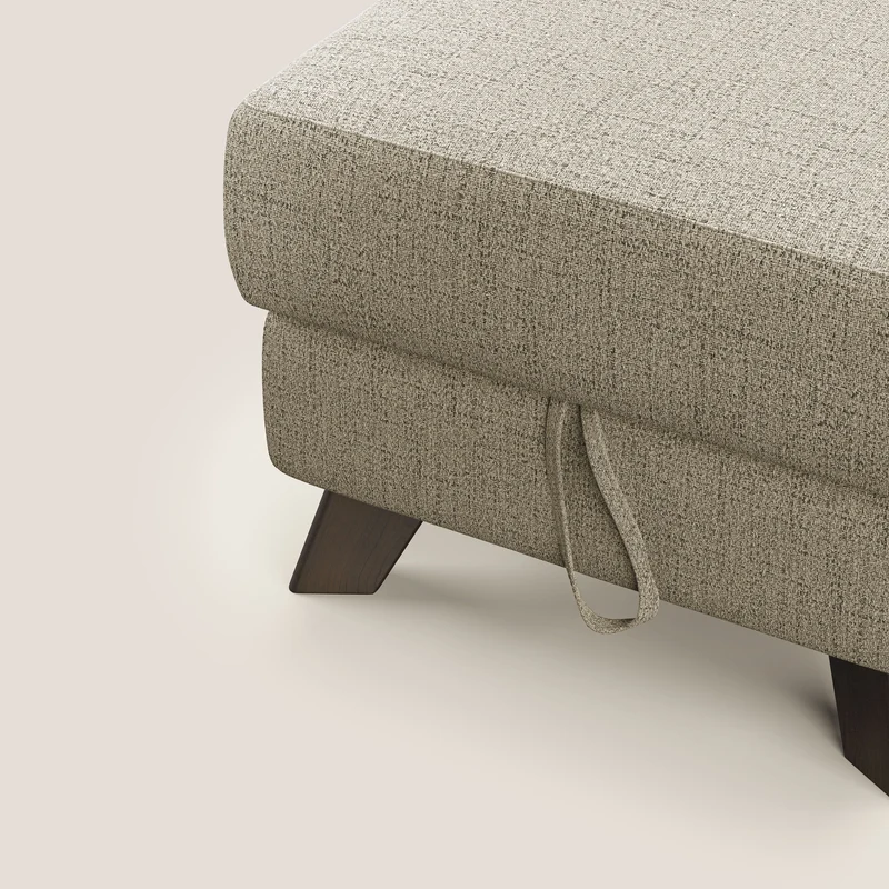 Moon Pouf coffre aux pieds hauts en tissu doux imperméable flammé T03 beige