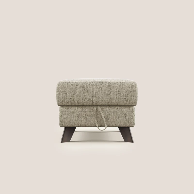 Moon Pouf coffre aux pieds hauts en tissu doux imperméable flammé T03 beige