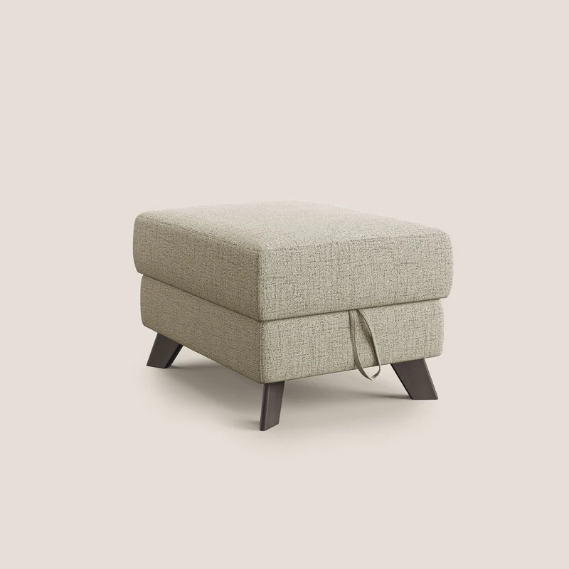 Moon Pouf coffre aux pieds hauts en tissu doux imperméable flammé T03 beige