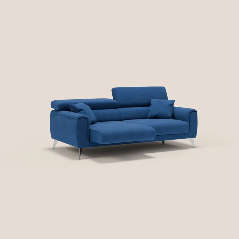 Caravaggio Canapé avec assises extensibles et têtières réglables en tissu imperméable T02 bleu