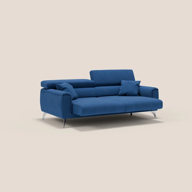 Caravaggio Canapé avec assises extensibles et têtières réglables en tissu imperméable T02 bleu