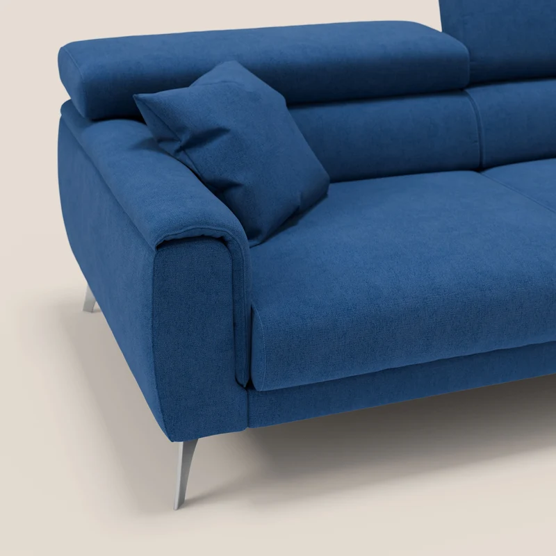 Caravaggio Canapé avec assises extensibles et têtières réglables en tissu imperméable T02 bleu