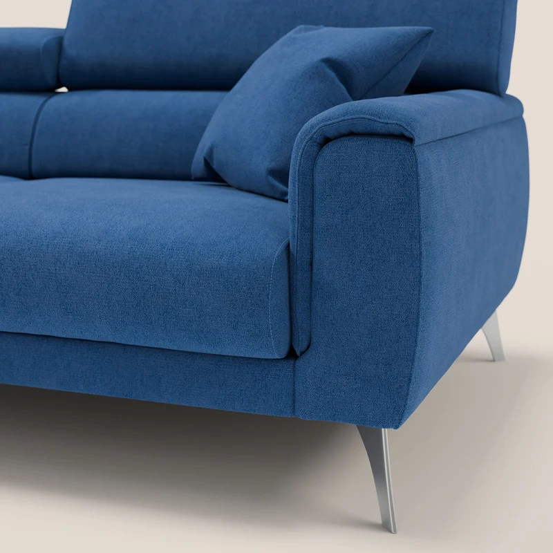 Caravaggio Canapé avec assises extensibles et têtières réglables en tissu imperméable T02 bleu
