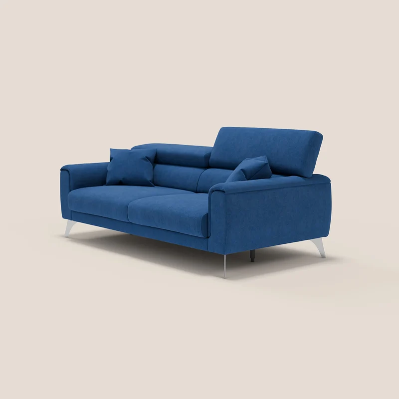 Caravaggio Canapé avec assises extensibles et têtières réglables en tissu imperméable T02 bleu