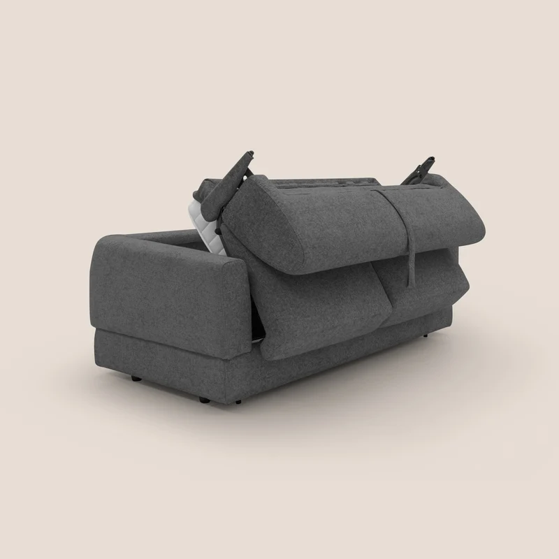 Happy Canapé convertible avec matelas H18 cm en tissu imperméable T10 anthracite