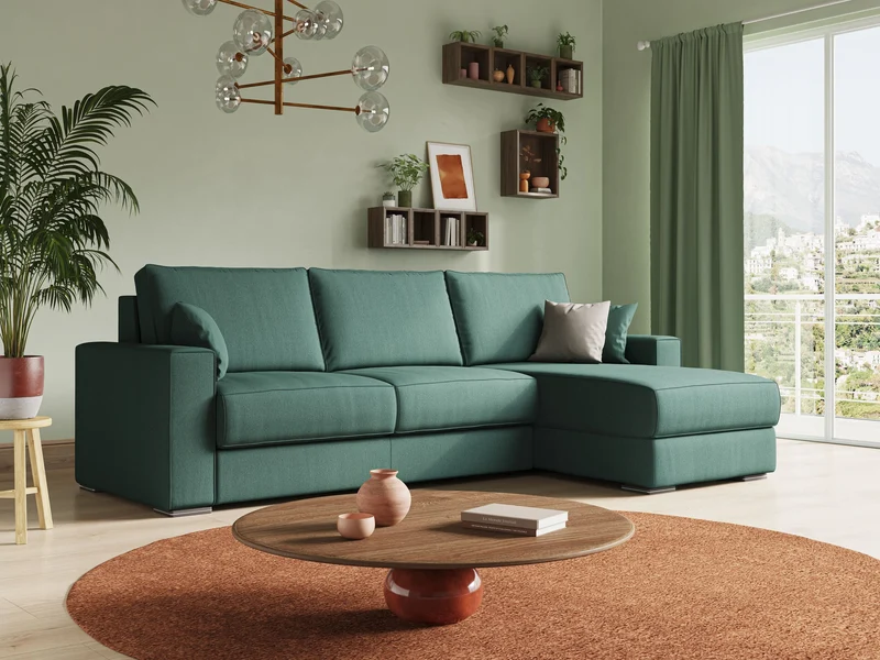 Dream Canapé convertible d'angle en tissu détachable T05 vert