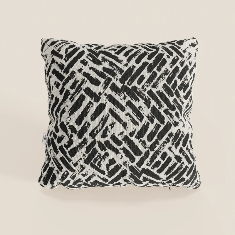 Brick coussins géométriques en tissu hydrofuge noir
