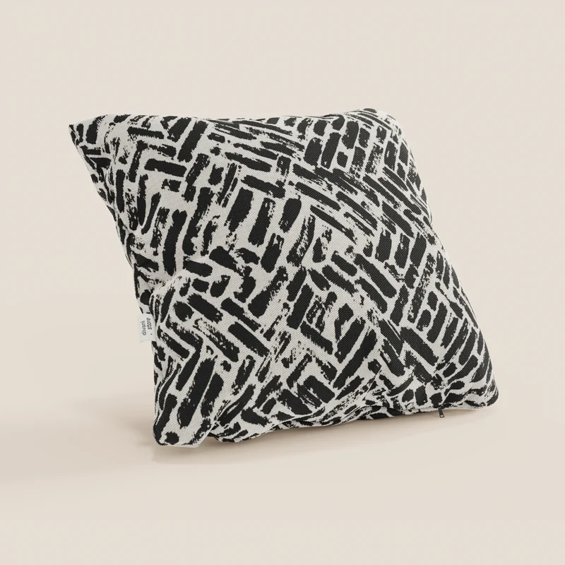Brick coussins géométriques en tissu hydrofuge noir