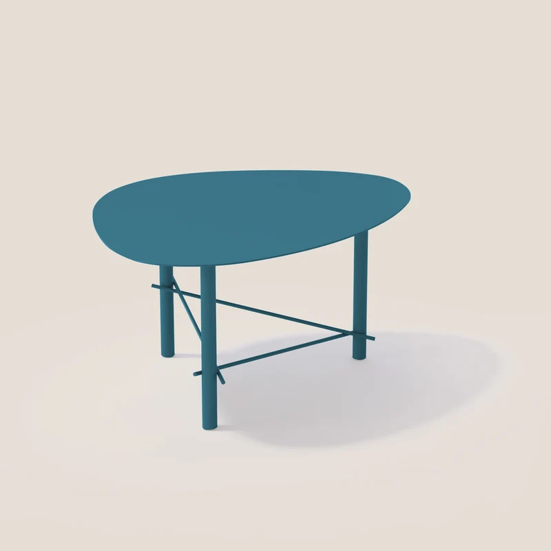 Cookie table basse de salon en métal bleu canard