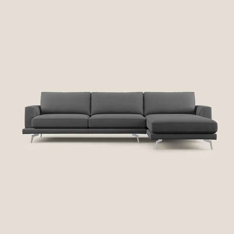 Dorian canapé d'angle moderne en tissu doux anti-tache T05 anthracite