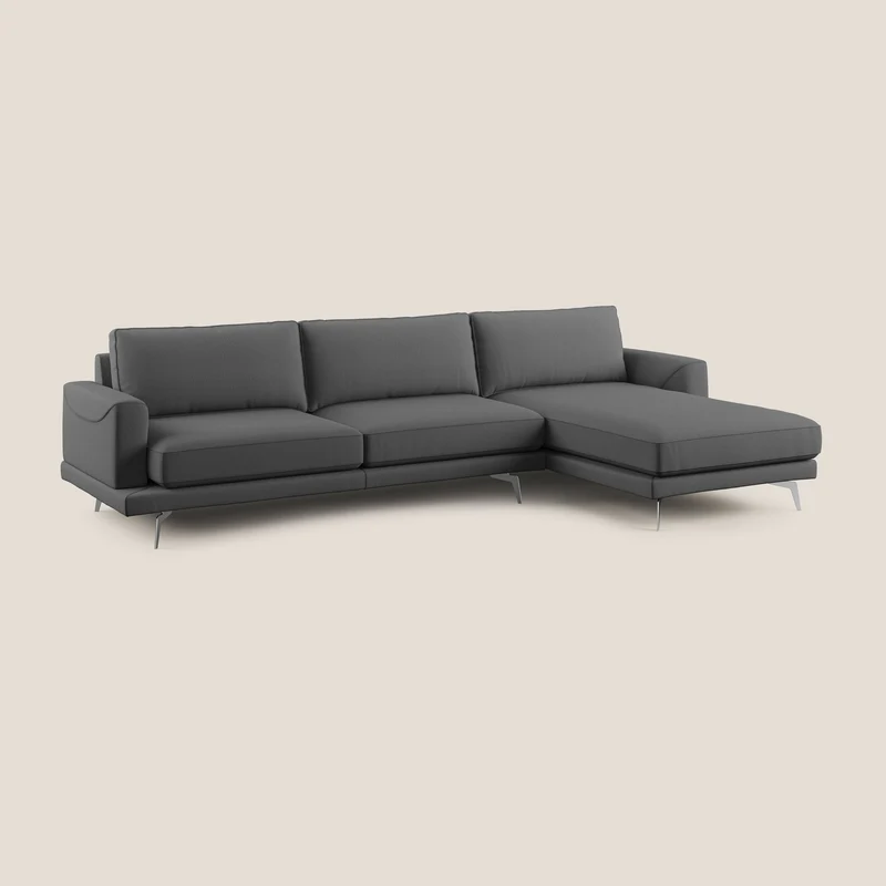 Dorian canapé d'angle moderne en tissu doux anti-tache T05 anthracite