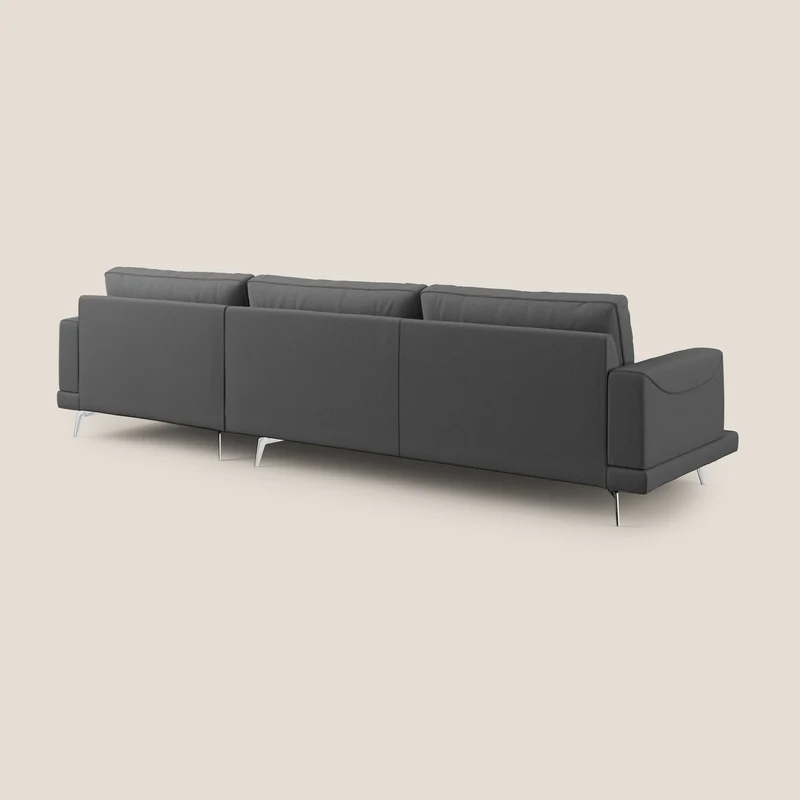 Dorian canapé d'angle moderne en tissu doux anti-tache T05 anthracite