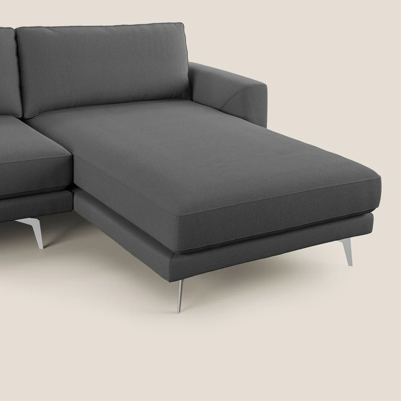 Dorian canapé d'angle moderne en tissu doux anti-tache T05 anthracite
