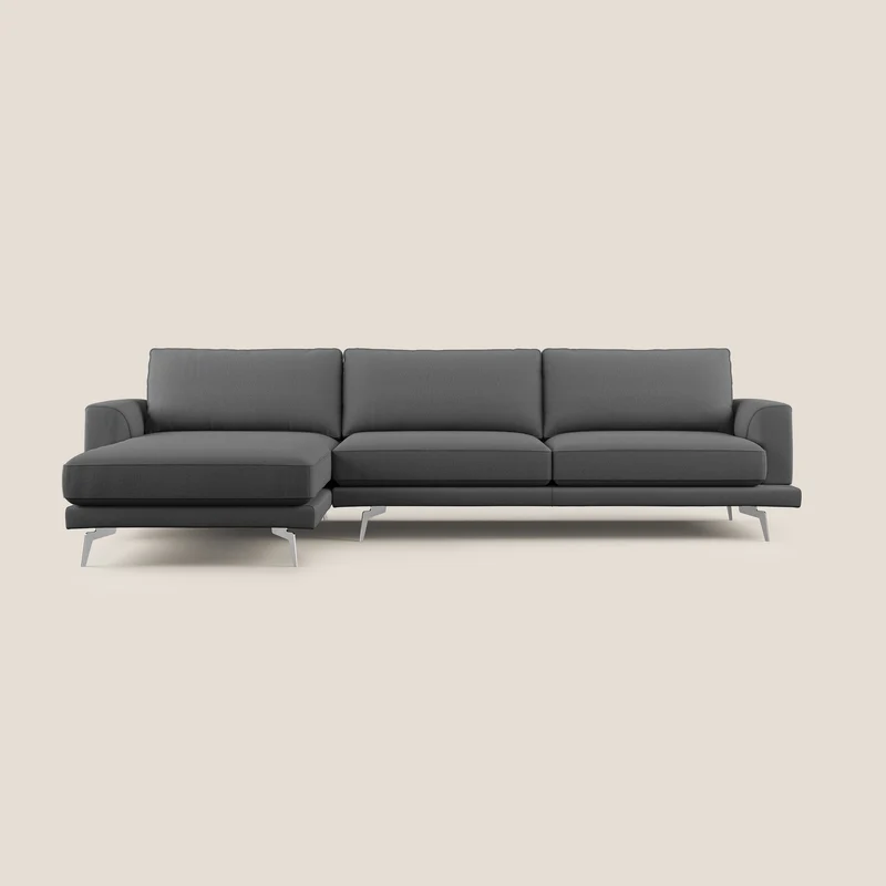 Dorian canapé d'angle moderne en tissu doux anti-tache T05 anthracite