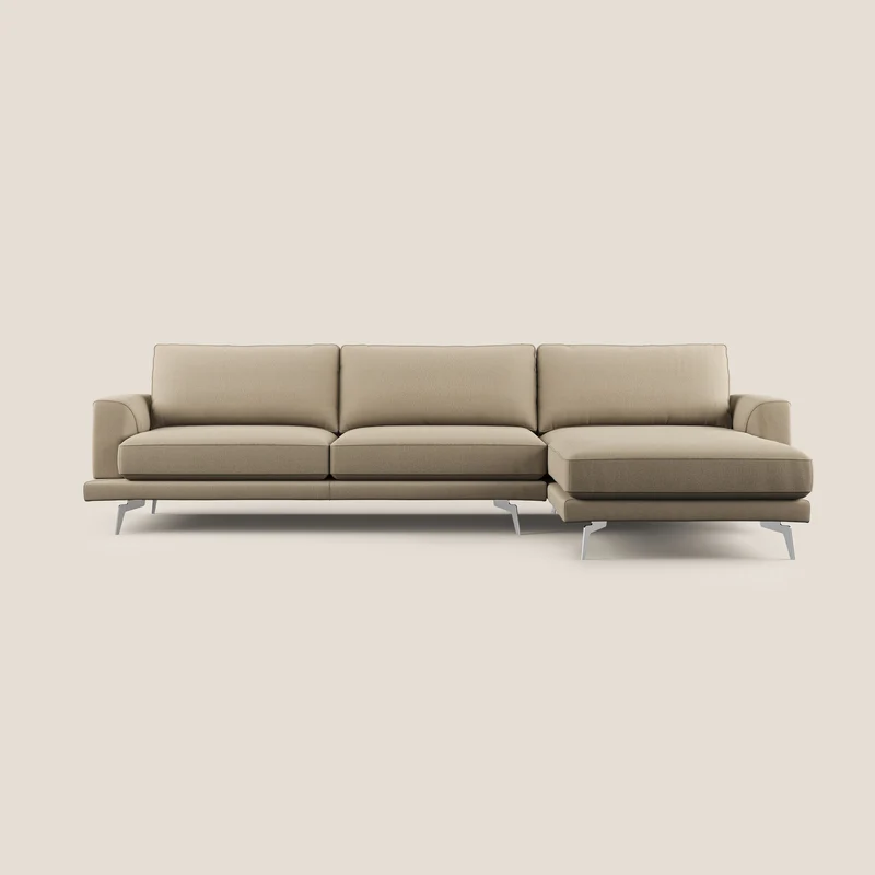 Dorian canapé d'angle moderne en tissu doux anti-tache T05 beige