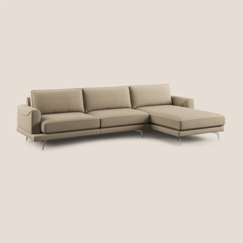 Dorian canapé d'angle moderne en tissu doux anti-tache T05 beige