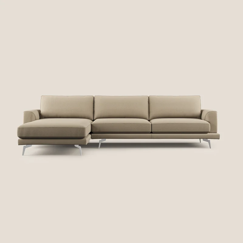 Dorian canapé d'angle moderne en tissu doux anti-tache T05 beige