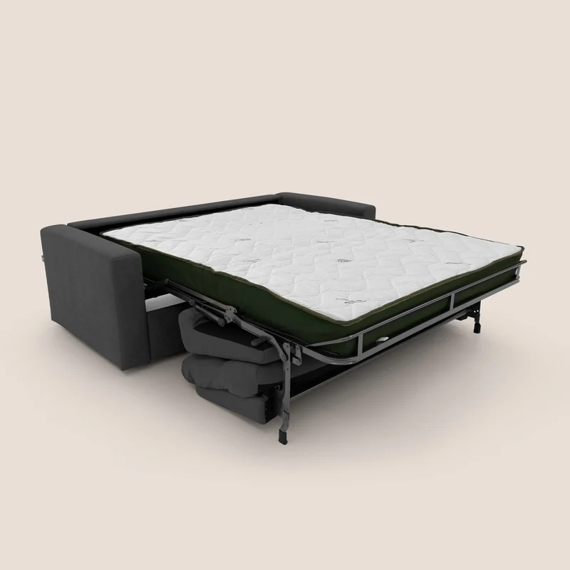 Paloma canapé convertible avec matelas de 18 cm en Aloe Vera en tissu imperméable noir