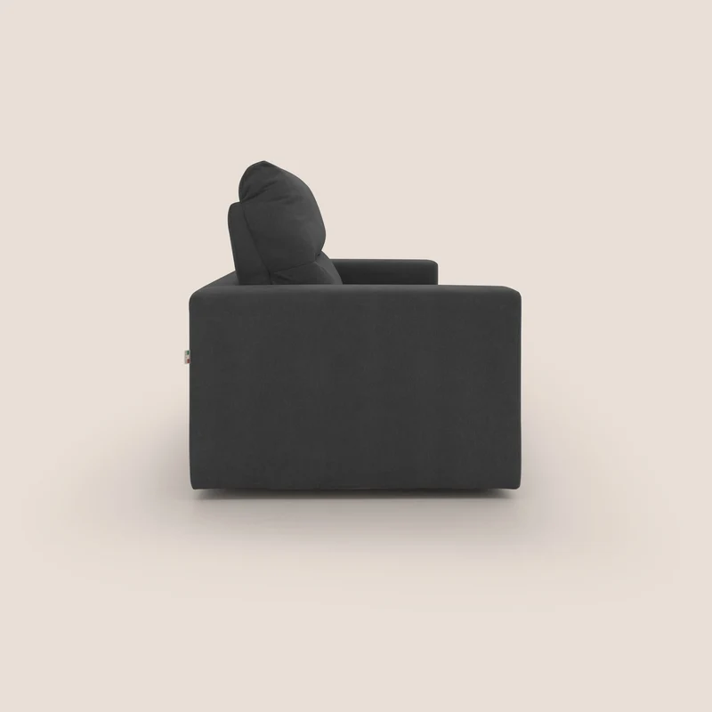 Paloma canapé convertible avec matelas de 18 cm en Aloe Vera en tissu imperméable noir