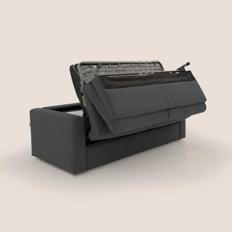 Paloma canapé convertible avec matelas de 18 cm en Aloe Vera en tissu imperméable noir