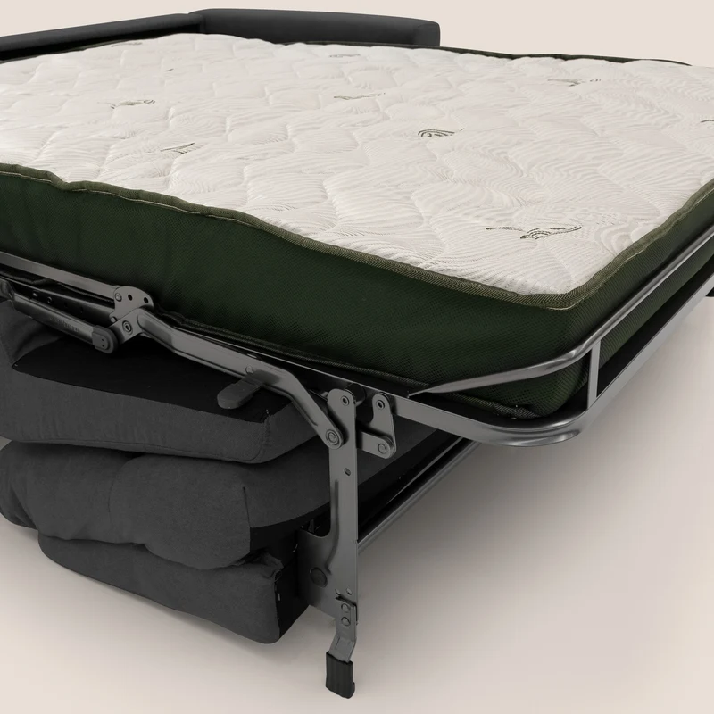 Paloma canapé convertible avec matelas de 18 cm en Aloe Vera en tissu imperméable noir