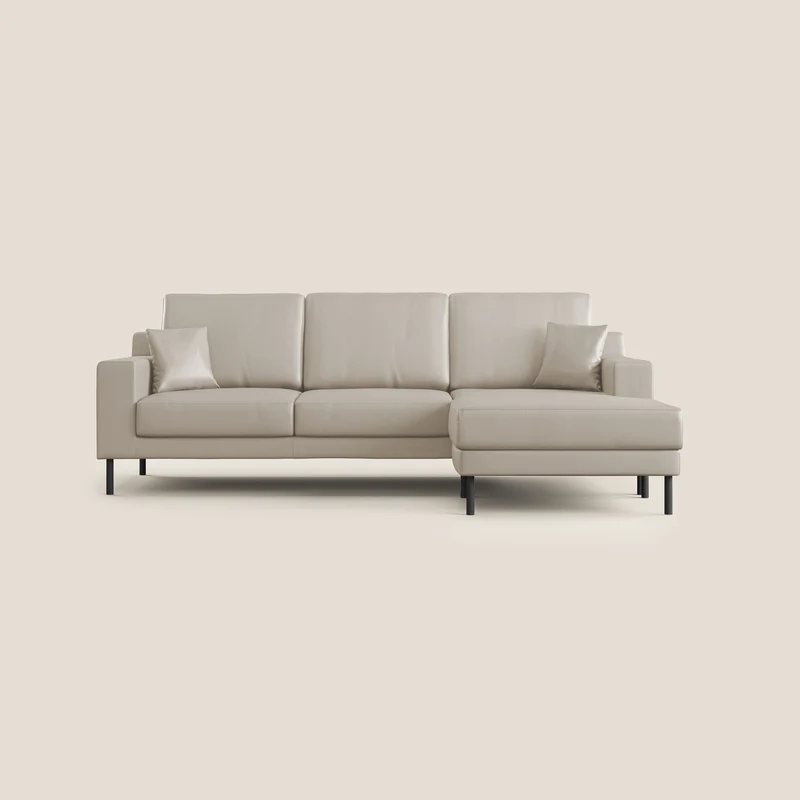 Uranio Canapé d'angle moderne réversible en simili cuir imperméable T04 beige