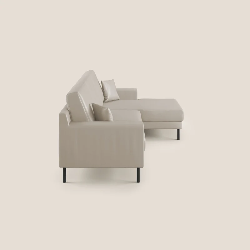 Uranio Canapé d'angle moderne réversible en simili cuir imperméable T04 beige