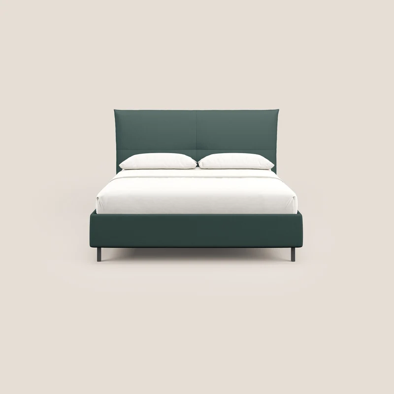 Izumi Lit rembourré avec coffre et pieds hauts en tissu détachable T05 vert