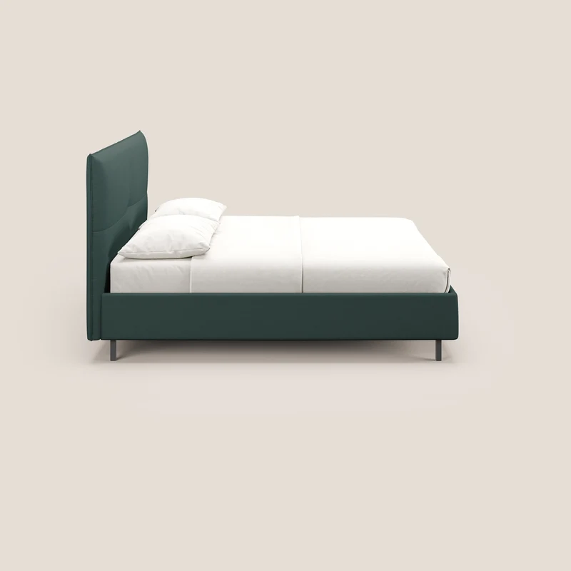 Izumi Lit rembourré avec coffre et pieds hauts en tissu détachable T05 vert