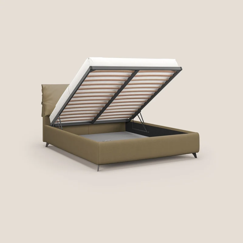 Susan lit rembourré avec coffre complètement déhoussable en microfibre détachable T11 beige