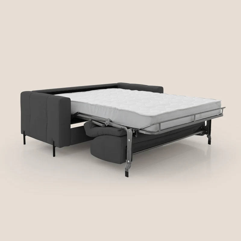Ortensia canapé convertible matelas H 18cm et pieds hauts en élégante microfibre détachable T11 noir