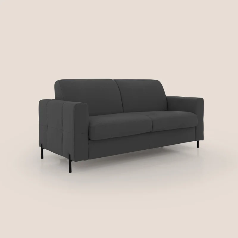 Ortensia canapé convertible matelas H 18cm et pieds hauts en élégante microfibre détachable T11 noir